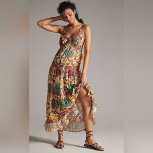 Anthropologie Love The Label Floral Border Print Maxi Dress